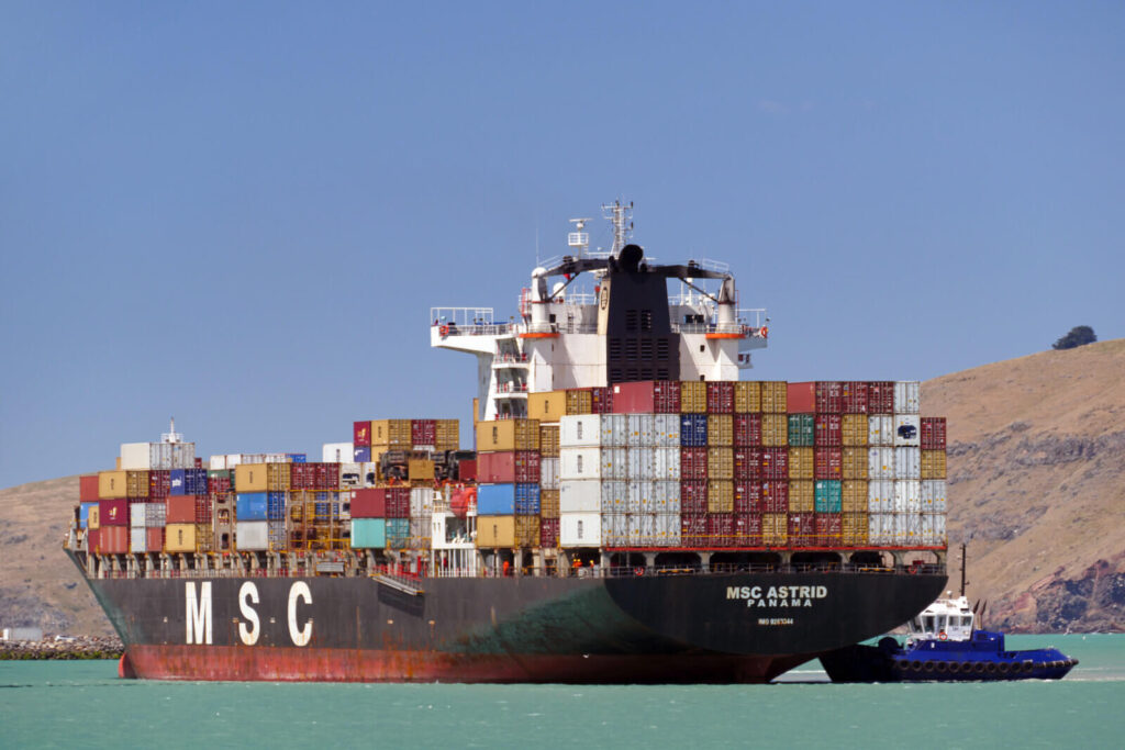 front view of cargo vessel