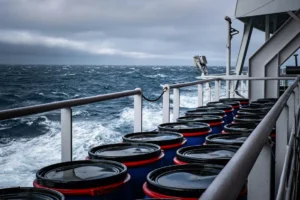 Hazardous material handling in transit aboard a ship at sea